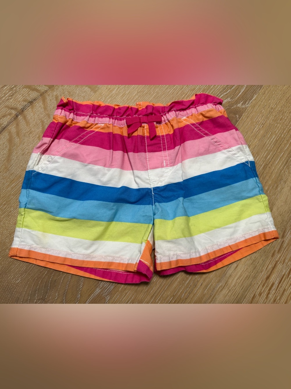 Gymboree Girls' Rainbow Stripe Cotton Shorts - Pink, Blue, Green, Orange